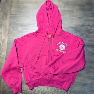 Strawberry Shortcake Zip Up Hoodie Pink Womens XS Cropped Vintage Sweatshirt Y2K